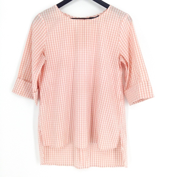 VINCE CAMUTO Gingham Cuffed Sleeve Blouse - Picture 1 of 8
